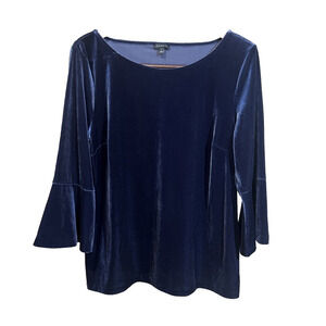 Talbots Velvet Whimsygoth Bell Sleeve Tunic Top Size Large Blue Witchy Fairygoth